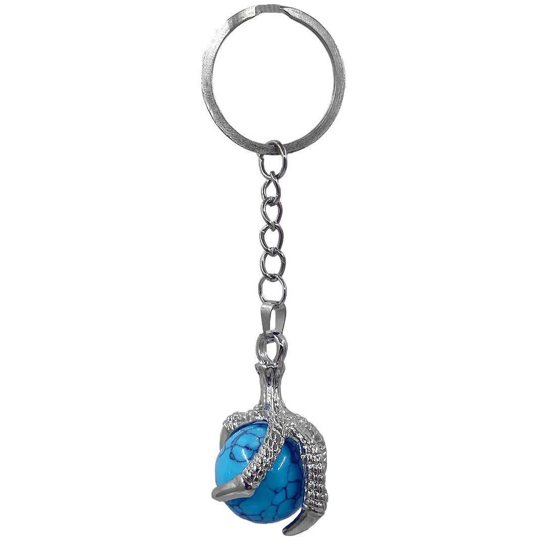 Metal Dragon Claw Stone Crystal Ball Keychain - Image 4