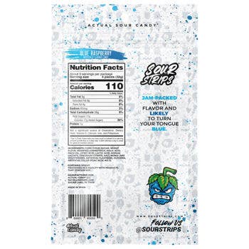 Sour Strips Blue Raspberry 3.4oz Peg Bag, 12ct - Image 2