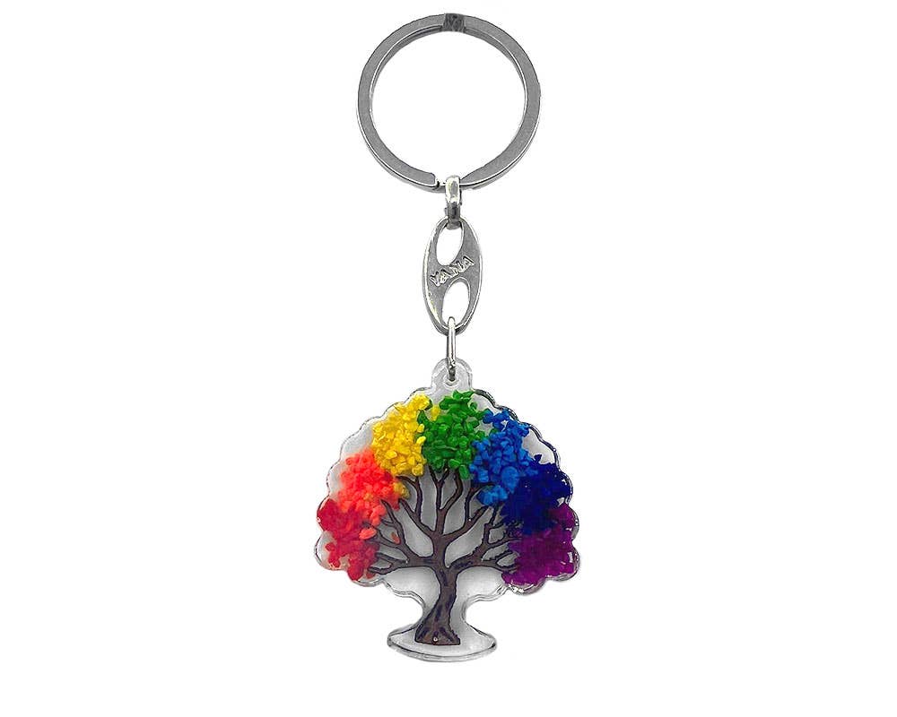 Tree of Life Acrylic Chip Stone Inlay Keychain - Image 2